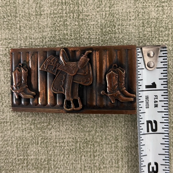 Vintage Belt Buckle with Cowboy , Boots & Horse Saddle , circa 1940's - Picture 3 of 4